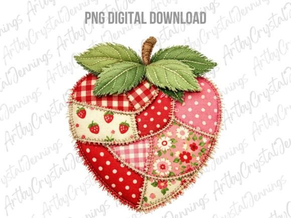 Download Quilted Patchwork Strawberry Fruit PNG - Quilted Collection