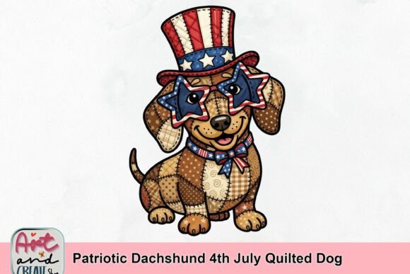 Download Patriotic Dachshund 4th July Quilted Dog - Quilted Collection