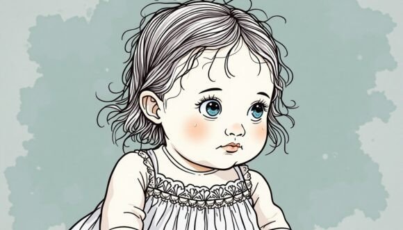 Download Tempera Baby Girl with Intricate Lace De - Premium Resources