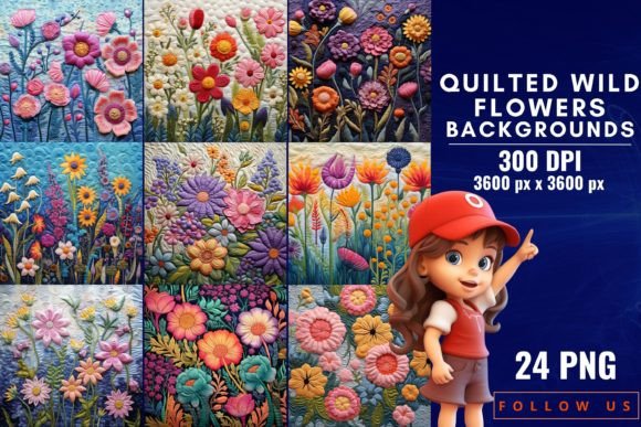 Download Quilted Wild Flowers Backgrounds - Quilted Collection
