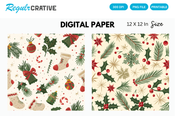 Download Christmas Gift Wrap Digital Pattern Pack - Digital pattern pack Collection
