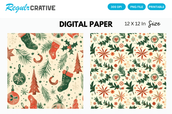 Download Christmas Gift Wrap Digital Pattern Pack - Digital pattern pack Collection